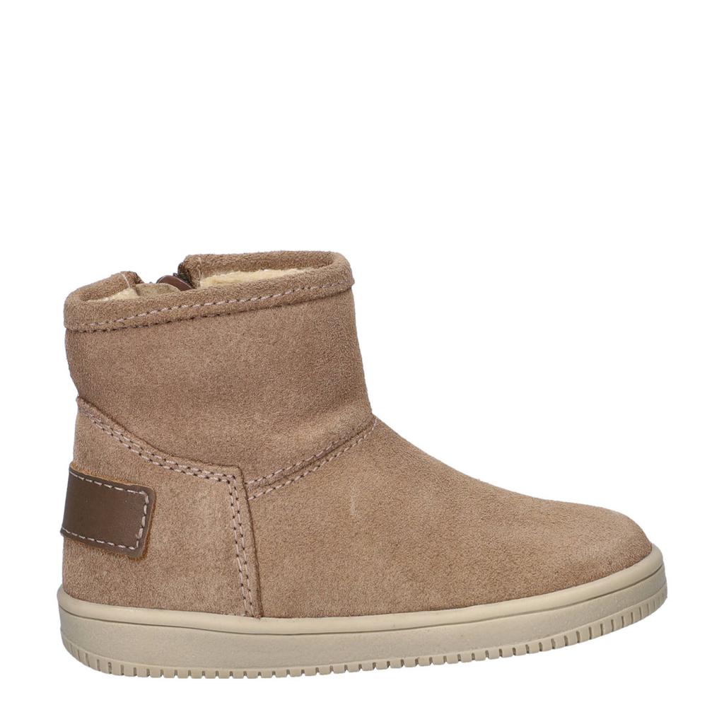 Beige meisjes Nelson Kids gevoerde suède enkelboots met ritssluiting