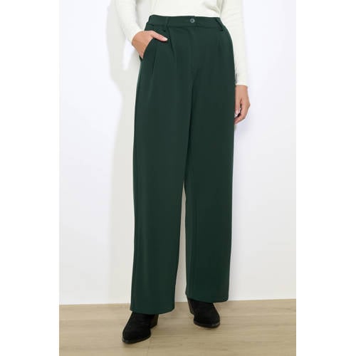 LOLALIZA wide leg regular waist broek groen afbeelding