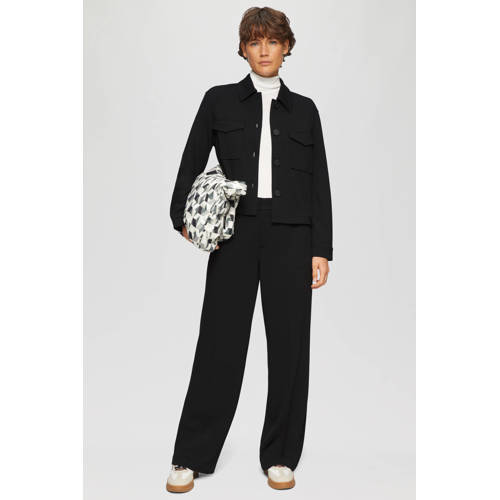 s.Oliver wide leg regular waist broek zwart afbeelding
