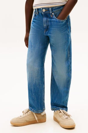 Relaxed straight leg jeans medium blue denim