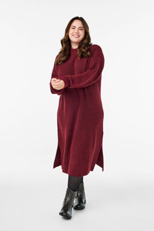 midi jurk donkerrood
