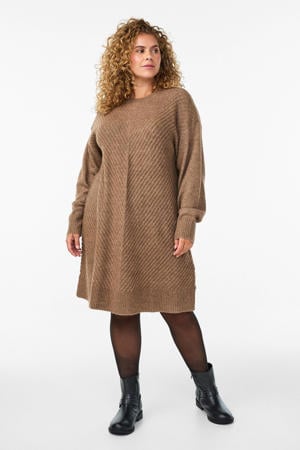 midi jurk beige