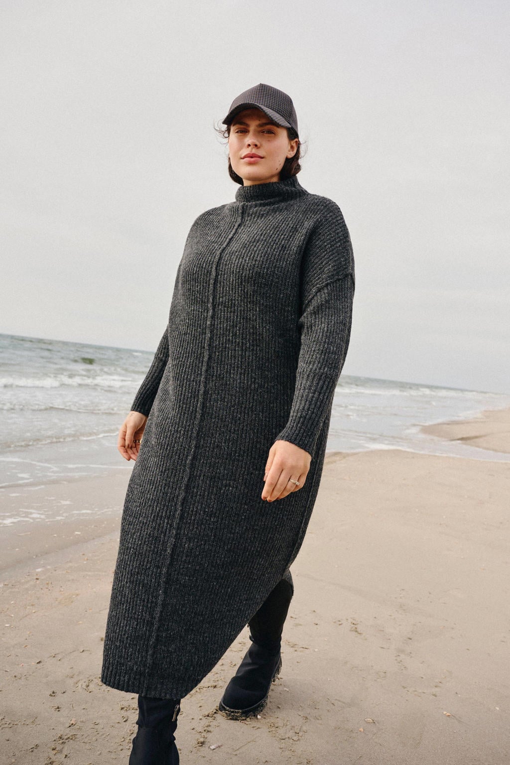 Zizzi maxi jurk antraciet