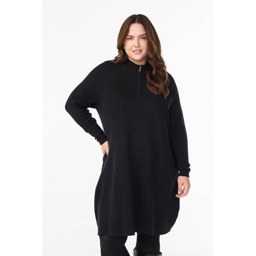 Zizzi jurk met col zwart afbeelding