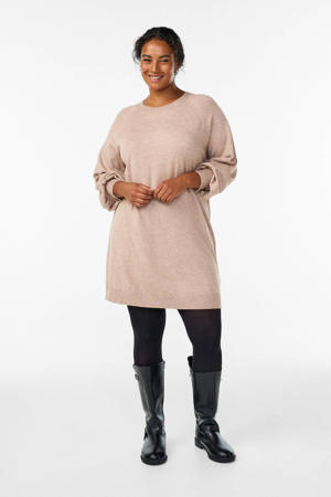 gebreide jurk beige