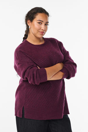 trui aubergine gebreid
