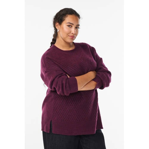 Zizzi trui aubergine gebreid afbeelding