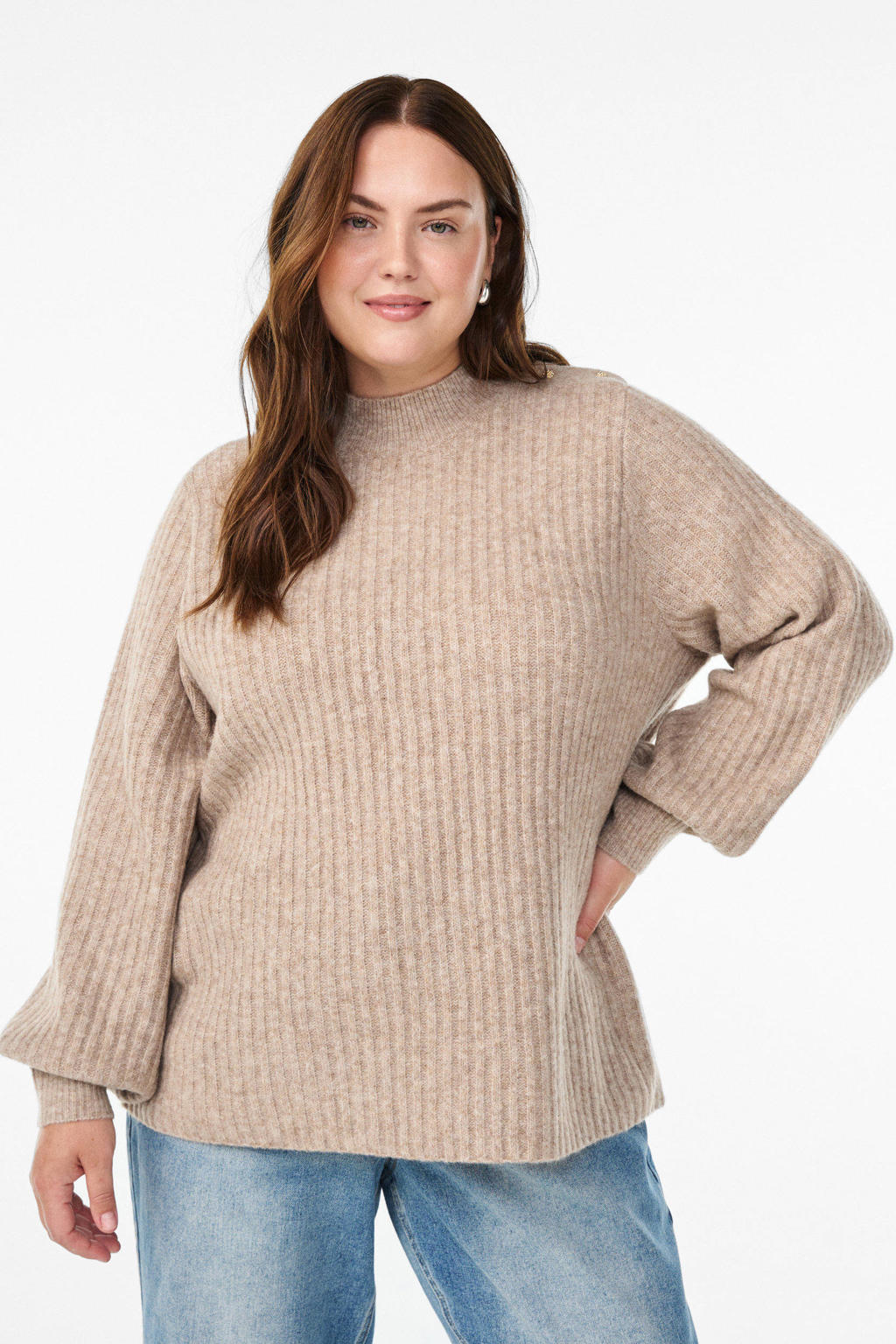 Zizzi coltrui met wol beige