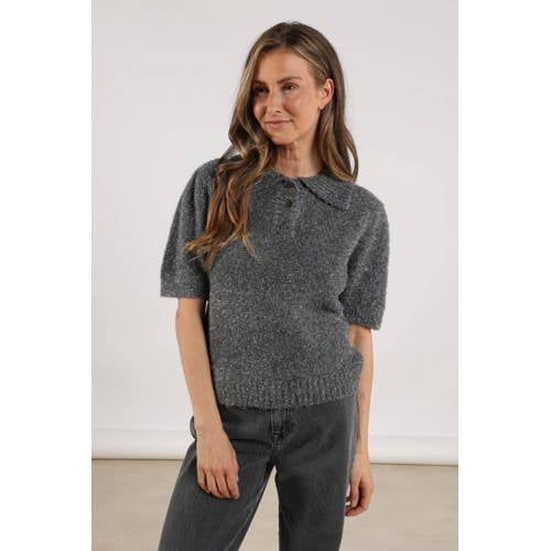 NUKUS pullover met wol antraciet met lurex afbeelding