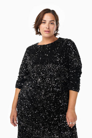 glitter top zwart met pailletten