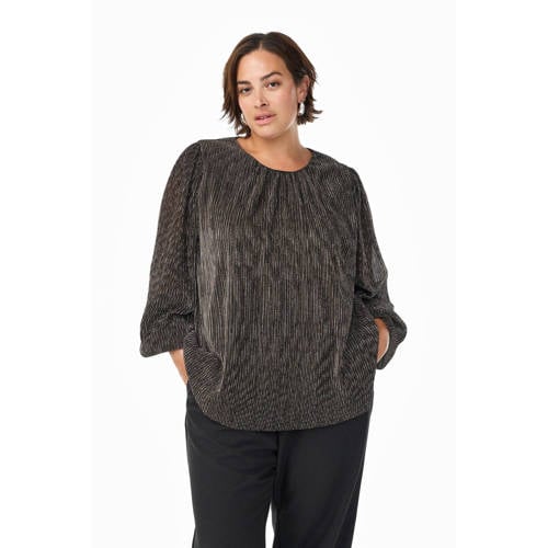 Zizzi blousetop zwart met glitter afbeelding