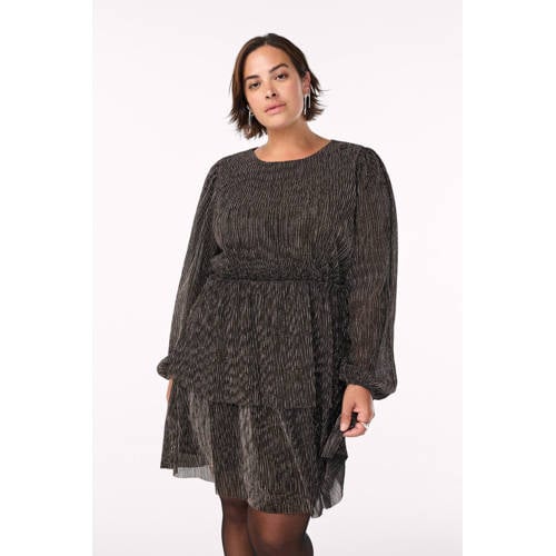 Zizzi korte jurk met glitter zwart afbeelding