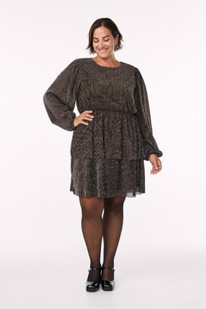 korte jurk met glitter zwart