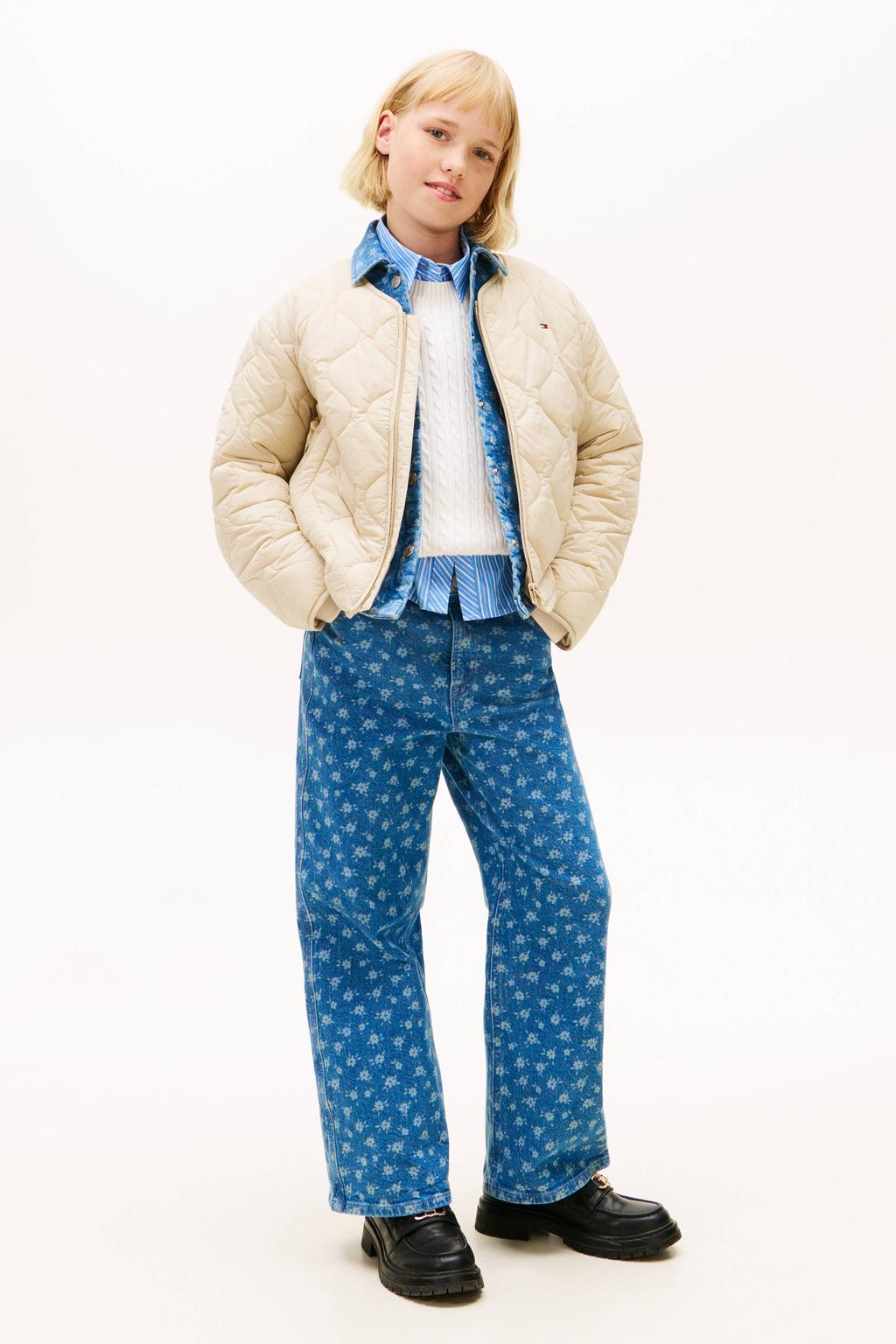 Beige jongens en meisjes Tommy Hilfiger outdoor jas van polyester met lange mouwen en ritssluiting
