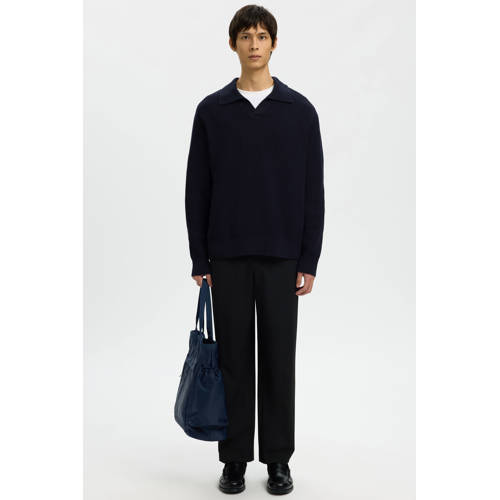 SELECTED HOMME pullover rib gebreid donkerblauw afbeelding