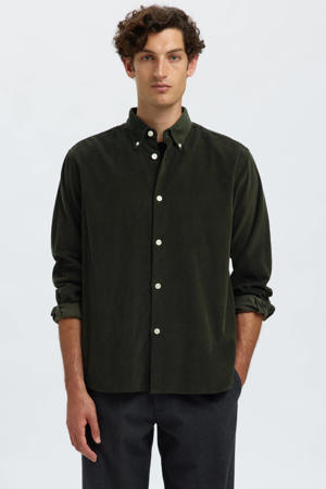 regular casual overhemd donkergroen