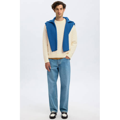 SELECTED HOMME trui met ingebreid patroon ecru afbeelding