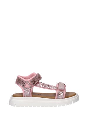 leren sandalen chunky roze