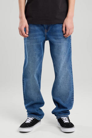 waist loose fit jeans dark blue denim