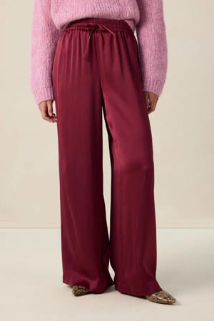 wide leg high waist casual broek donkerrood