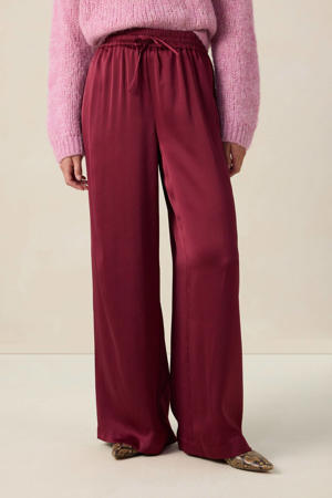 wide leg high waist casual broek donkerrood