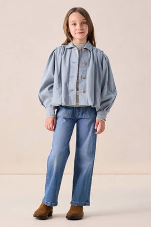 wide leg jeans medium blue denim