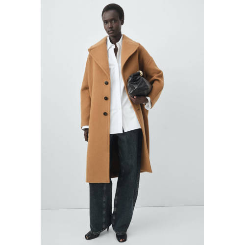 Mango wollen manteljas bruin afbeelding