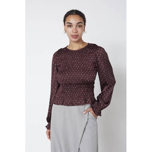 SisterS Point blousetop met stippen donkerrood afbeelding