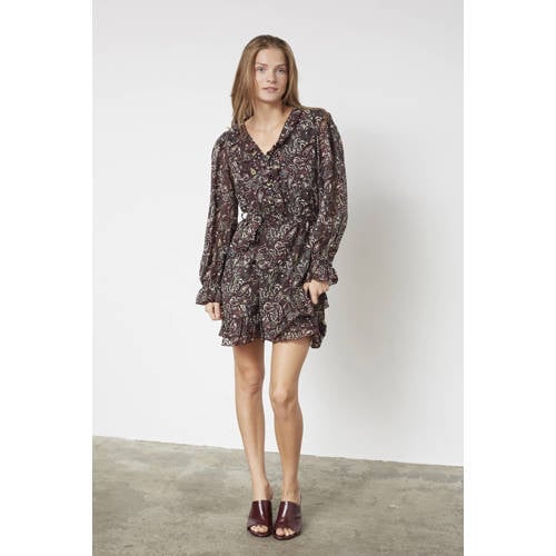 SisterS Point wikkel-/overslagjurk met paisley print bruin afbeelding