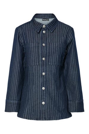 denim blouse met krijtstreep medium blue denim