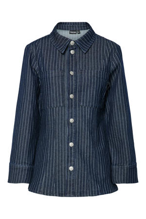 denim blouse met krijtstreep medium blue denim
