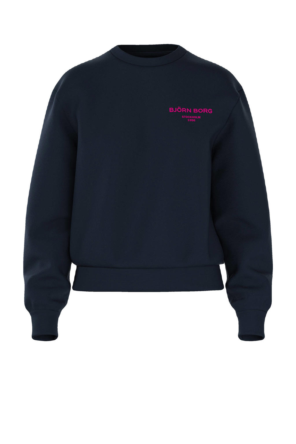 Donkerblauwe dames Björn Borg sweater met logo dessin, lange mouwen en ronde hals