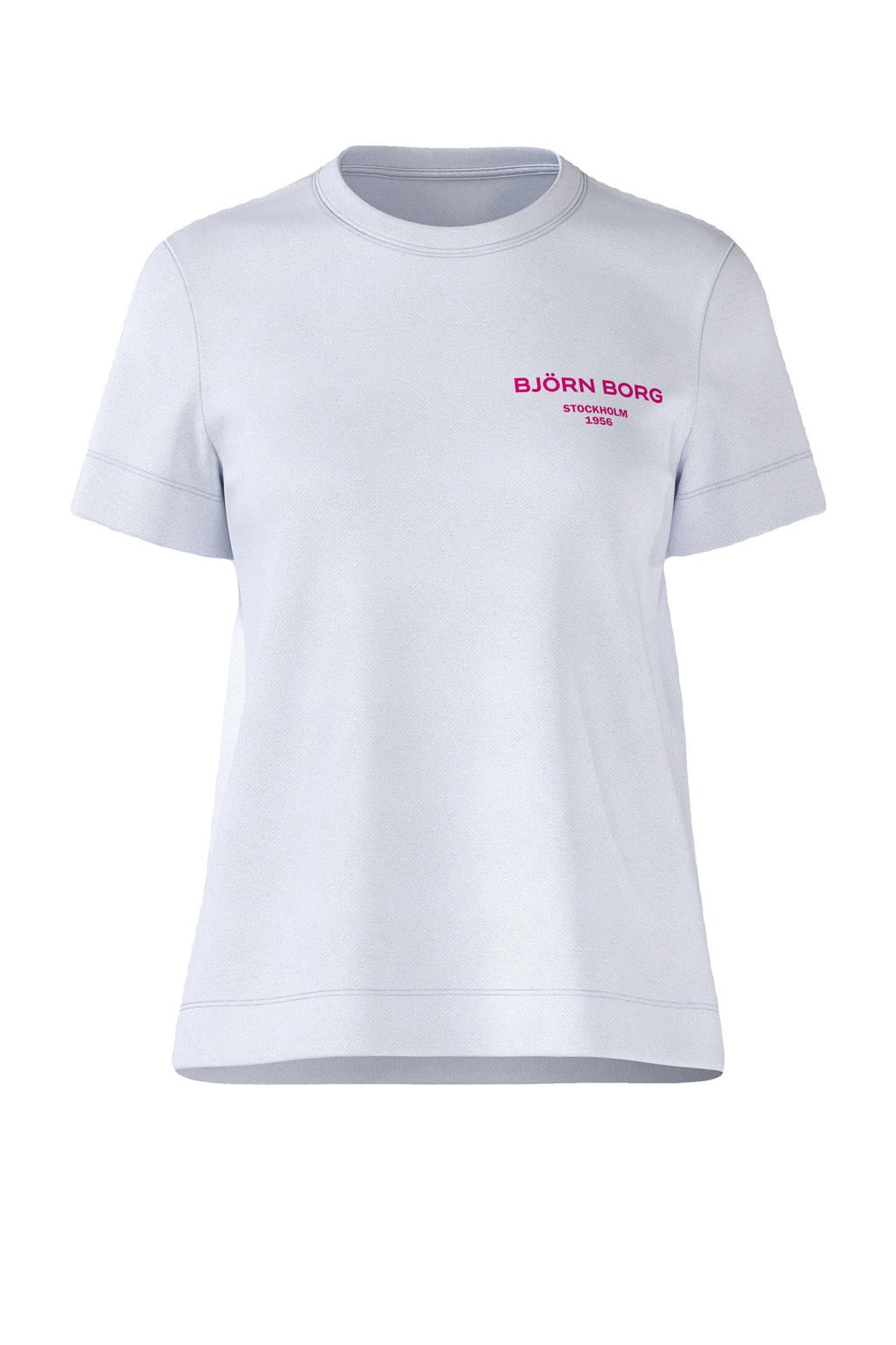 Witte dames Björn Borg t-shirt ESSENTIAL van katoen met effen, korte mouwen en ronde hals