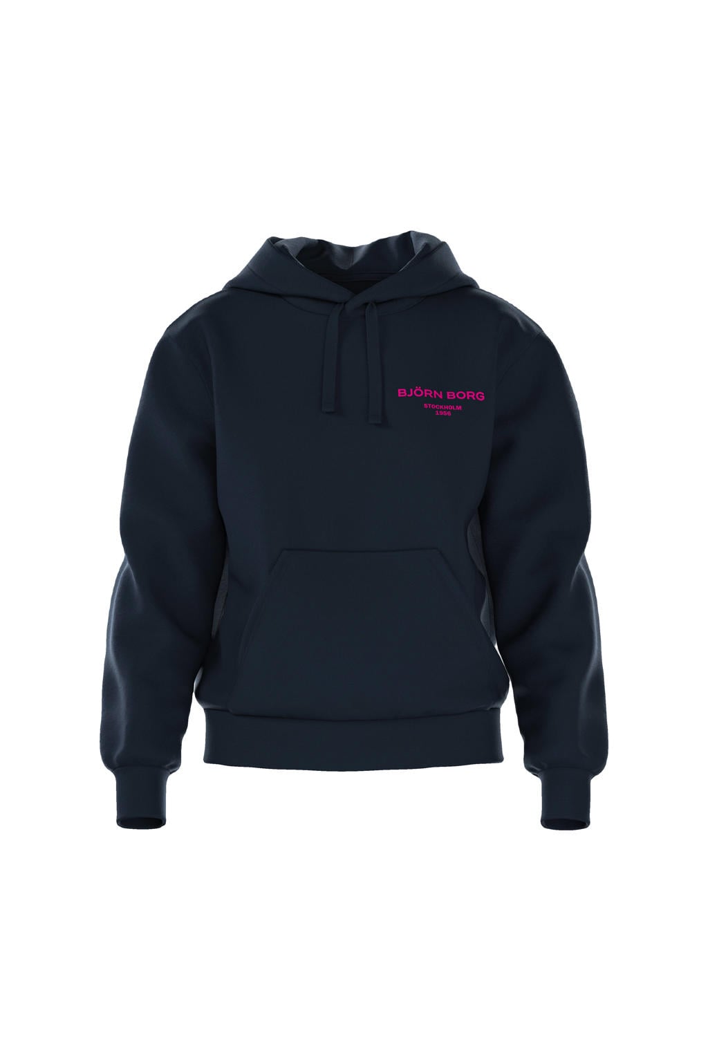 Donkerblauwe dames Björn Borg hoodie Essential van sweat materiaal met effen, lange mouwen en capuchon