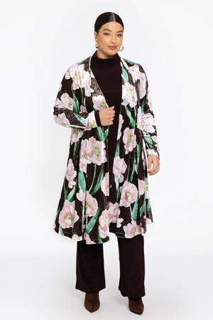 fluwelen lang vest bruin