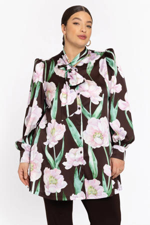 satijnen blouse bruin