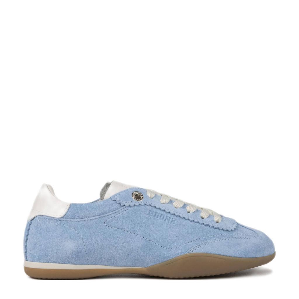 Lichtblauwe dames BRONX Park-err suède sneakers met veters