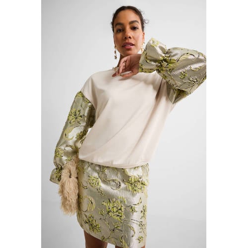 Ruby sweater met jacquard details beige afbeelding