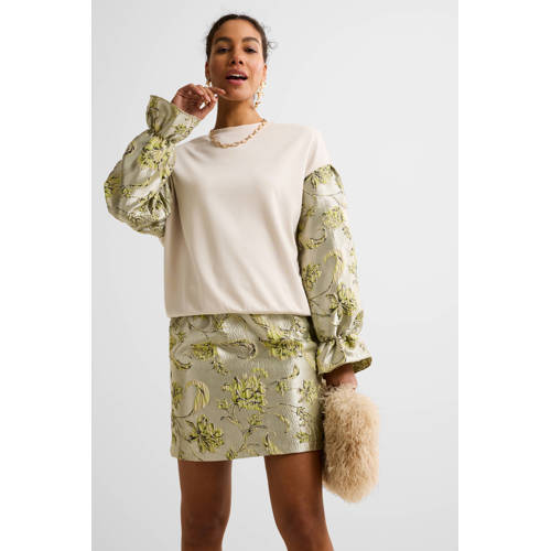 Ruby jacquard mini rok beige afbeelding