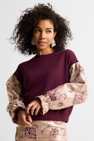 sweater met jacquard details bordeauxrood