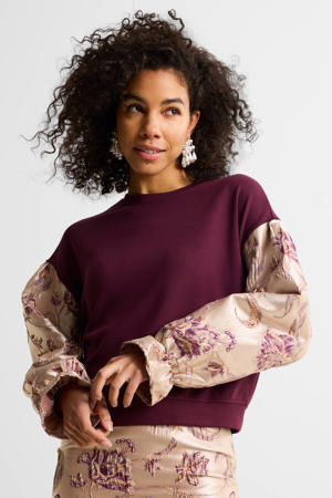 sweater met jacquard details bordeauxrood