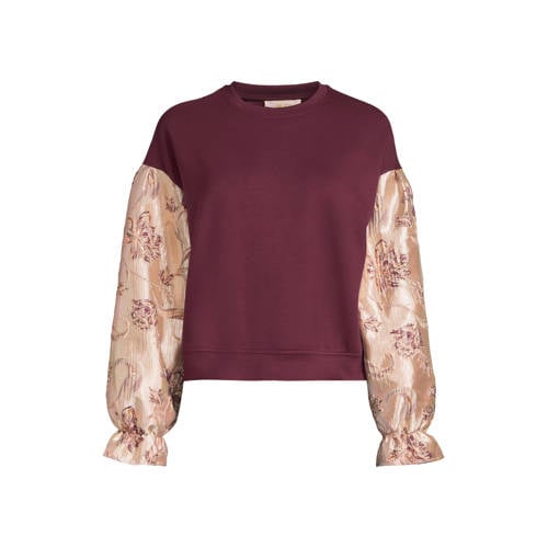 Ruby sweater met jacquard details bordeauxrood afbeelding