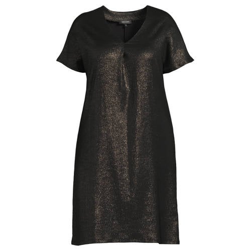GREAT LOOKS crinkle jurk met glitters zwart/goud afbeelding
