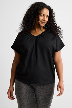 top met glitters zwart