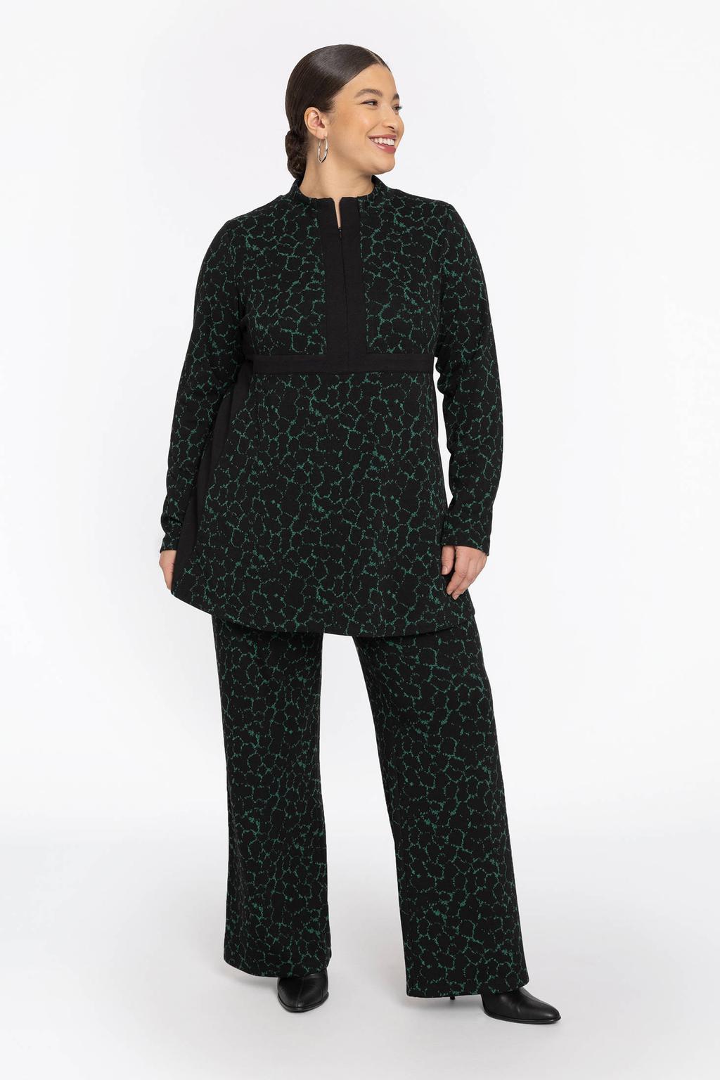 YOEK regular high waist broek donkergroen