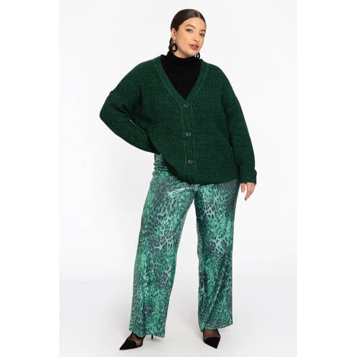 YOEK regular waist broek groen met pailletten afbeelding