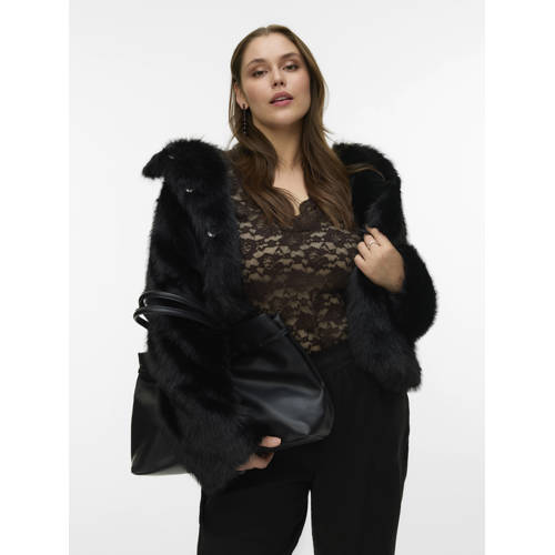 VERO MODA CURVE faux fur jas zwart afbeelding