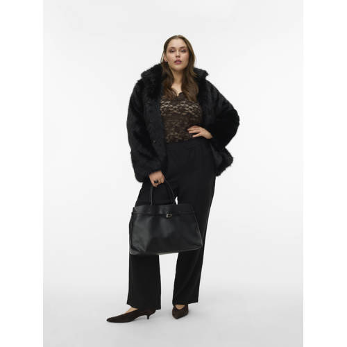 VERO MODA CURVE faux fur jas zwart afbeelding