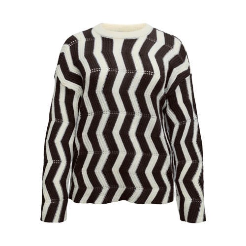 VERO MODA CURVE gestreepte trui zwart gebreid afbeelding