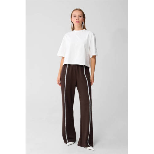 Shoeby wide leg high waist broek donkerbruin afbeelding